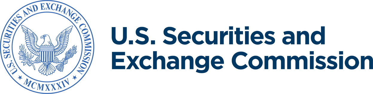 A blue and black logo for the u. S. Securities exchange